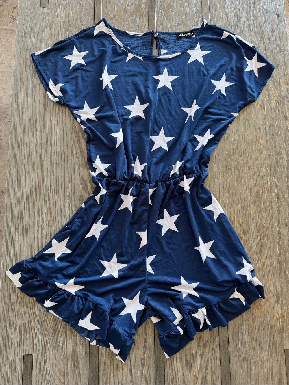 HEIMISH USA Navy and White Star Romper
